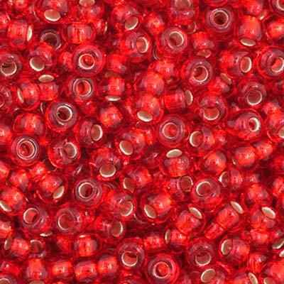 66434971B Czech Seed Bead 11 Silver Lined Light Red