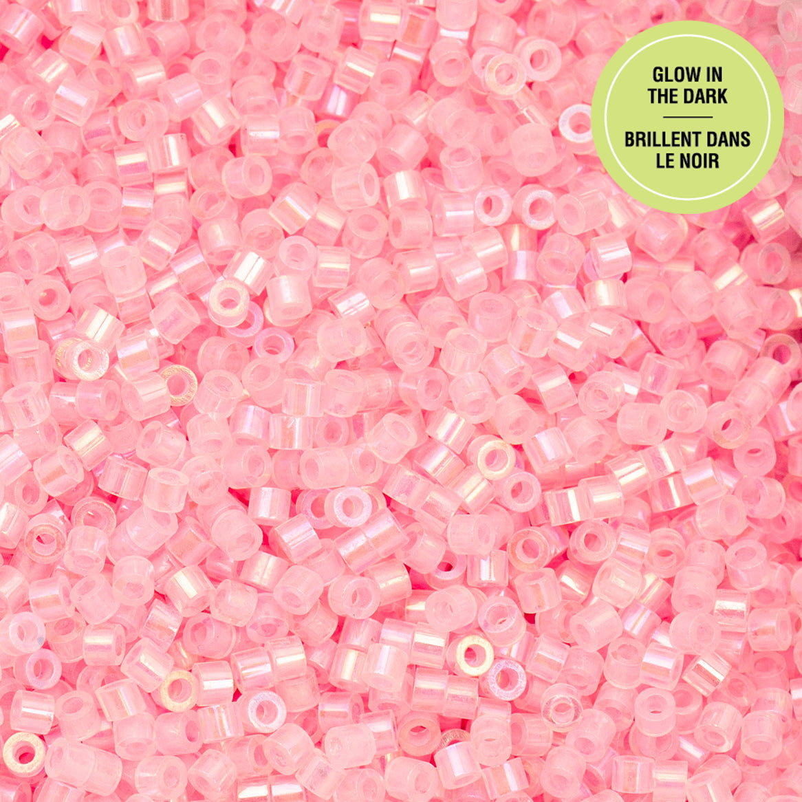 697cy11-1118 Cylin Bead sz 11 25g Bag Glow in Dark AB - Pink Neon