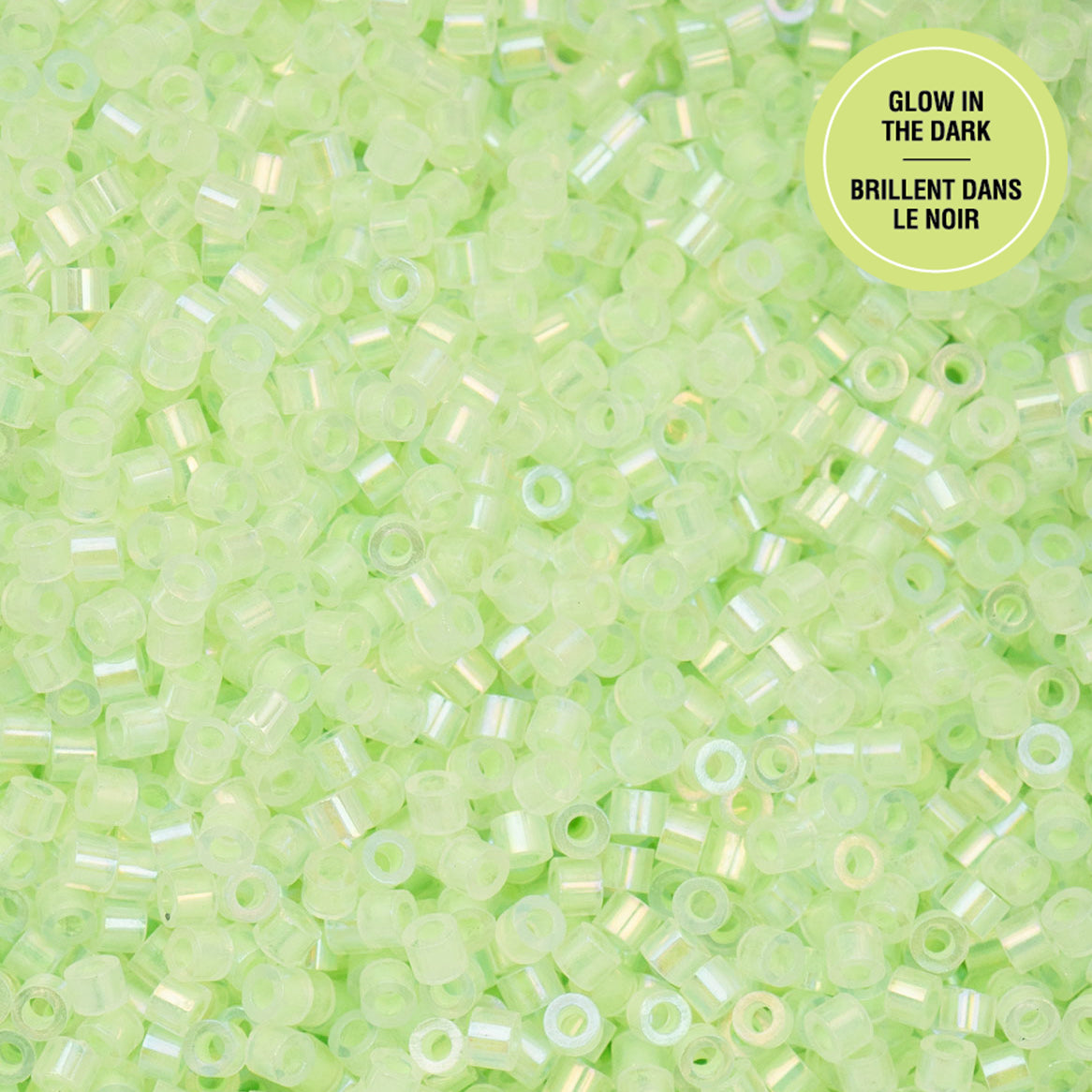 697cy11-1124 Cylin Bead sz 11 25g Bag Glow in Dark AB - Light Green