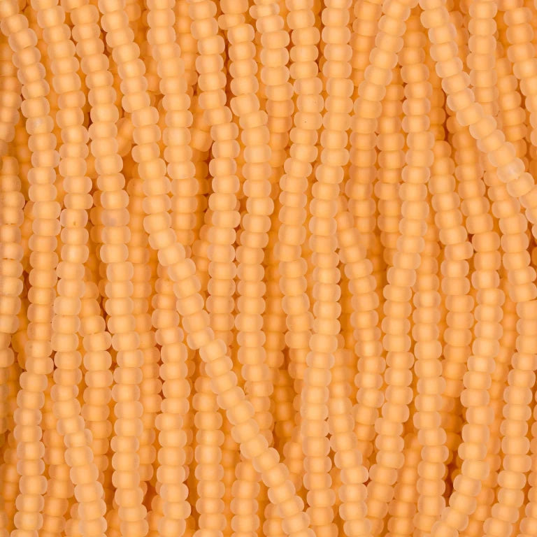 79-FLN-1102S Czech Seed Beads, sz 11 Frosted Crystal Neon Orange Lined Matt (Strung)