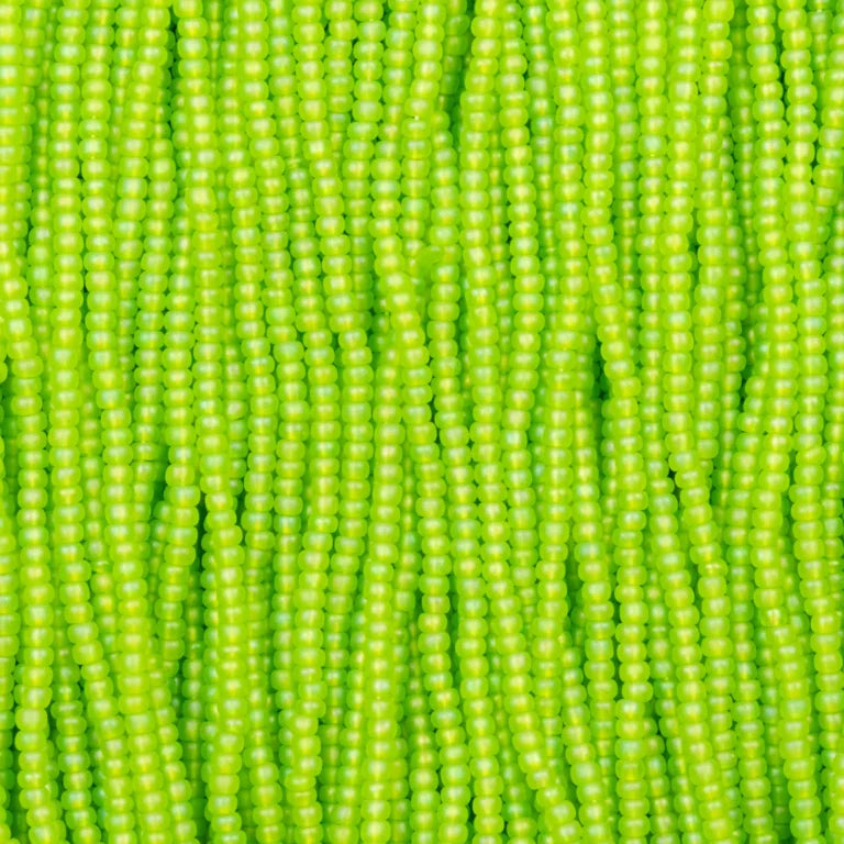 79-FTR-1119S Czech Seed Beads, sz 11 Transparent Matt light green AB (strung)