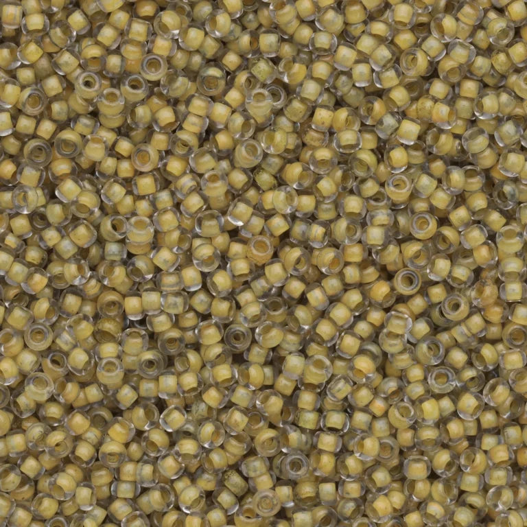 79-L-1034L Czech Seed Beads, sz 10 Colourlined Dyed Terra Tan Pale Blue (loose)