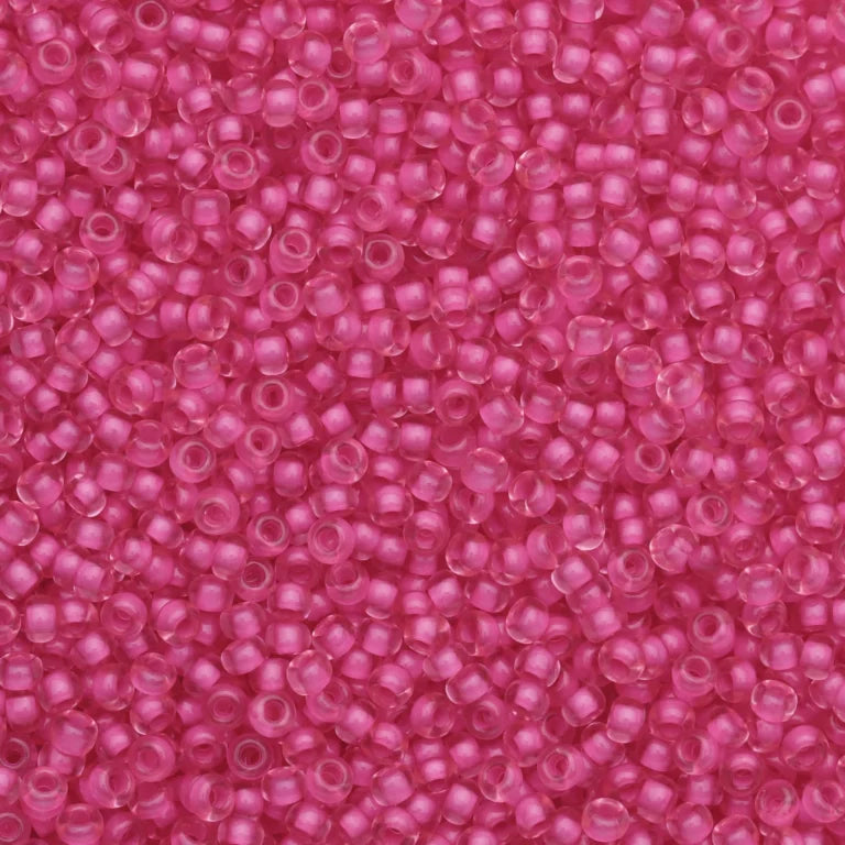 79-L-1052L Czech Seed Beads, sz 10 Colourlined Dyed Terra Pink Light Pink (loose)