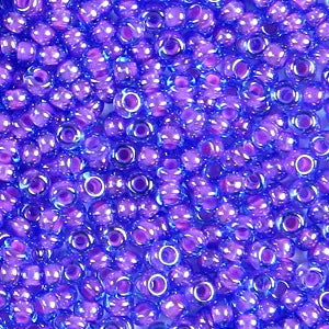79-LL-1039L Czech Seed Beads, sz 10 Colourlined Aqua Pink Lined (loose)