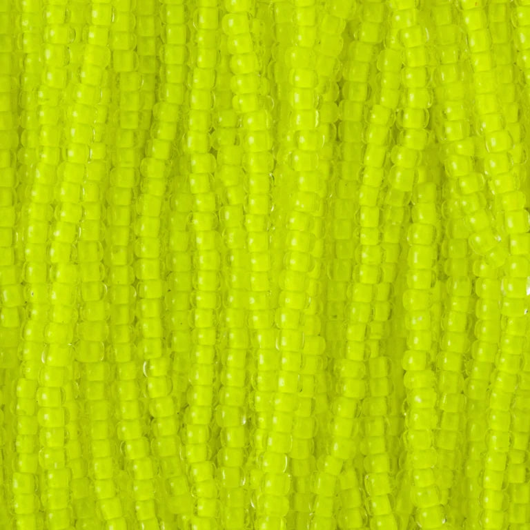 79-LN-1101S Czech Seed Beads, sz 11 – Transparent Neon Yellow (strung).webp