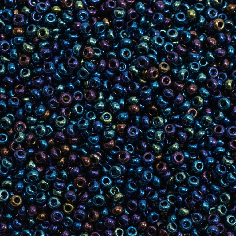 79-M-1026L Czech Seed Beads, sz 10 – Metallic Navy Iris (loose)