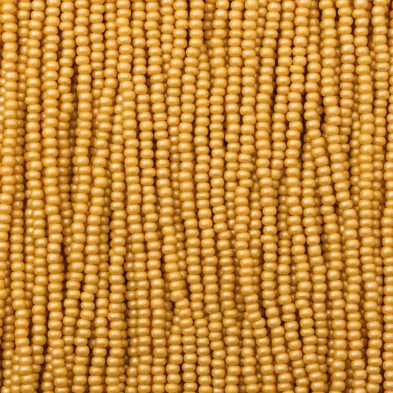 79-PL-1103S Czech Seed Beads, sz 11 PermaLux Dyed Chalk Yellow-Brown (strung)