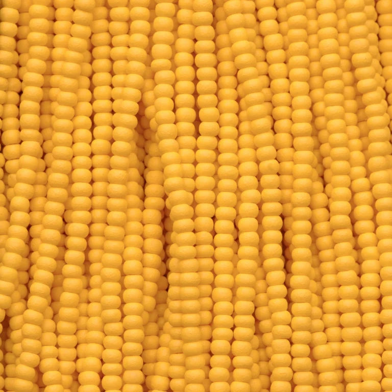 79-PL-1132S Czech Seed Beads, sz 11 PermaLux Dyed Chalk dark yellow Matte (strung)