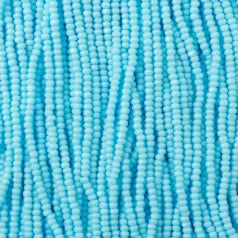 79O11125S Czech Seed Beads, 11, Charlotte – Opaque Light Turquoise (strung)