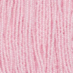 79P1319S Czech Seed Beads, Pearlized Pink (strung) sz 13