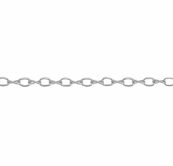 Sterling silver, twisted oval link unfinished chain, 2mm width.