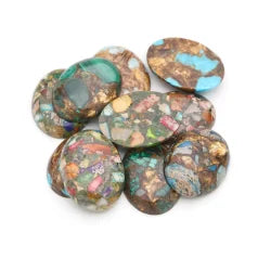 C07-090-1045 Reconstructed Impression Jasper Cabochon, 30x40mm Assorted Colors.
