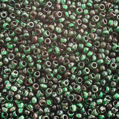 SB11 4507 Miyuki Seed Bead 11 apx. 22g Travertine Green Picasso