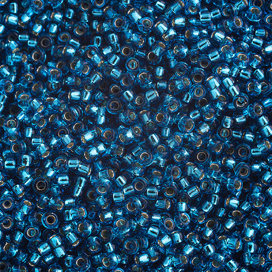 SB15 0025 Miyuki Seed Bead sz 15 Dark Turquoise Silver Lined