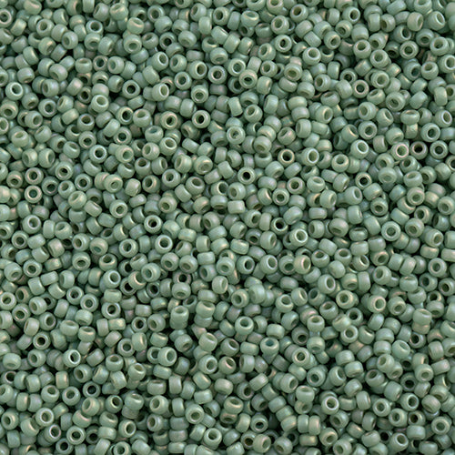SB15 4701 Miyuki Seed Bead sz 15 Frosted Glazed Rainbow Green Mint Matte AB