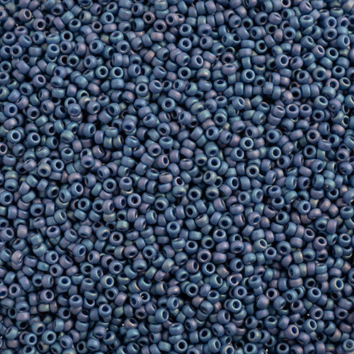 SB15 4703 Miyuki Seed Bead sz 15 Frosted Glazed Rainbow Navy Blue Matte AB