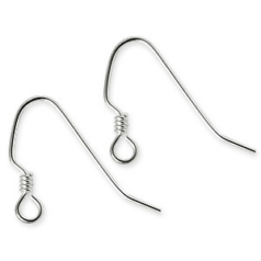 13-9025 Earwire, 18mm Earwire with 2.5mm coil and open loop in 20 gauge (0.8mm wire) in Sterling Silver.925