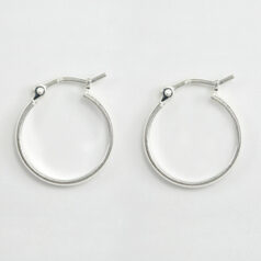 13-9233 Earring Hoop, 16mm Earring Hoop Round by 2mm with latch back closure in Sterling Silver .925