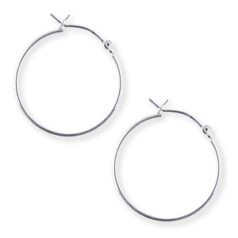 13-9234 Earring Hoop, 24mm Earring Hoop Round by 2mm with latch back closure in Sterling Silver .925