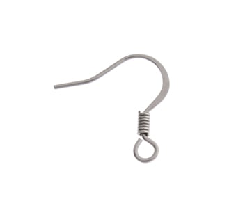 23610905 Fish Hook Earwire with Flat & Coil Surgical Steel16mm  100p