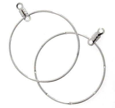 23632201 Ear Hoops Round Knotched 30mm Nickel Color LF NF  100 pieces