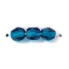 35-2336 Bead, Czech firepolish, 6mm faceted round, MIDNIGHT BLUE AQUA 50pcs