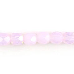 35-23409 Bead, Czech firepolish, 6mm round faceted opal, PINK 50pcs