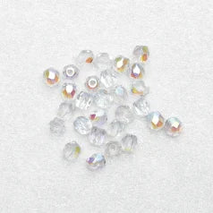 35-2411 Bead, Czech firepolish, 4mm faceted round, CRYSTAL AB