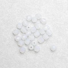 35-24401 Bead, Czech firepolish, 4mm faceted round opal, CRYSTAL