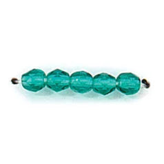 35-2457 Bead, Czech firepolish, 4mm faceted round, TEAL 100 pieces
