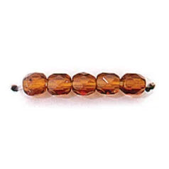 35-2477 Bead, Czech firepolish, 4mm faceted round, MADEIRA TOPAZ 100pcs