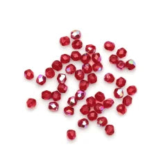 35-2624 Beads, Czech Firepolish, 3mm Round, Siam Ruby AB
