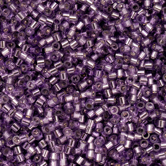 697cy11-1086 Cylin Bead sz 11 25g Bag Purple Silver Lined