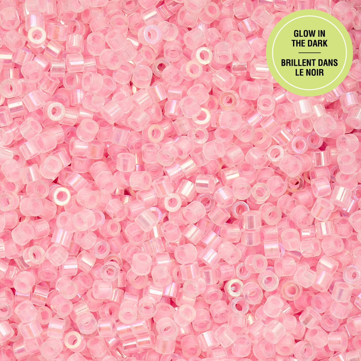 697cy11-1117 Cylin Bead sz 11 25g Bag Glow in Dark Pink AB