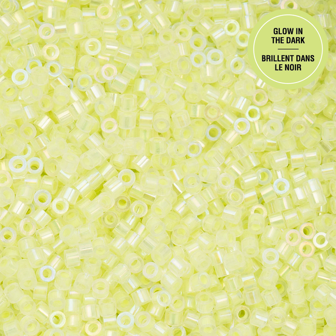 697cy11-1123 Cylin Bead sz 11 25g Bag Glow in Dark AB - Yellow Neon