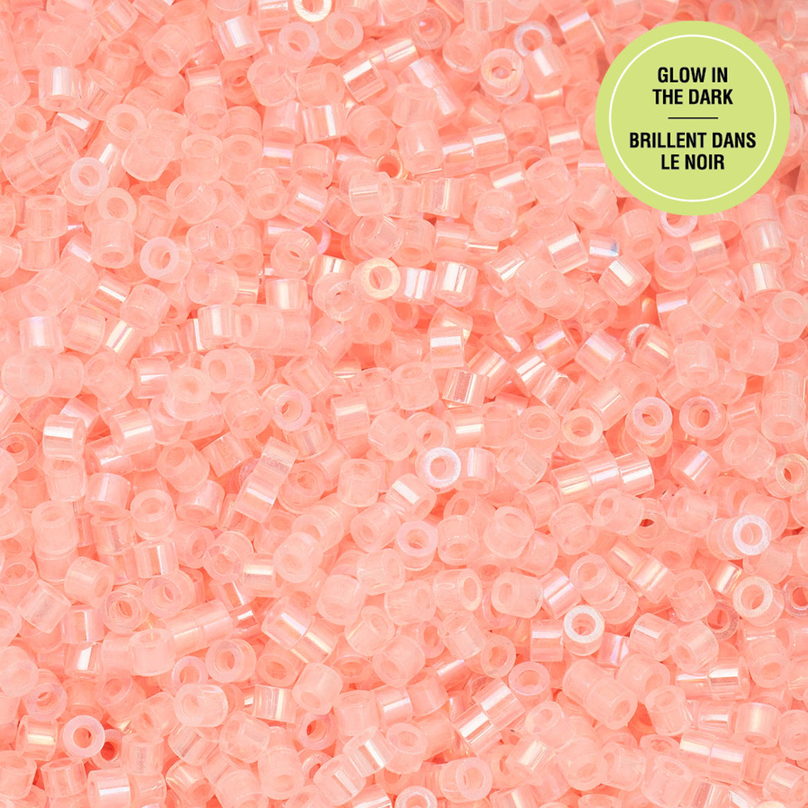 697cy11-1129 Cylin Bead sz 11 25g Bag Glow in Dark AB - Coral