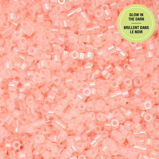 697cy11-1129 Cylin Bead sz 11 25g Bag Glow in Dark AB - Coral
