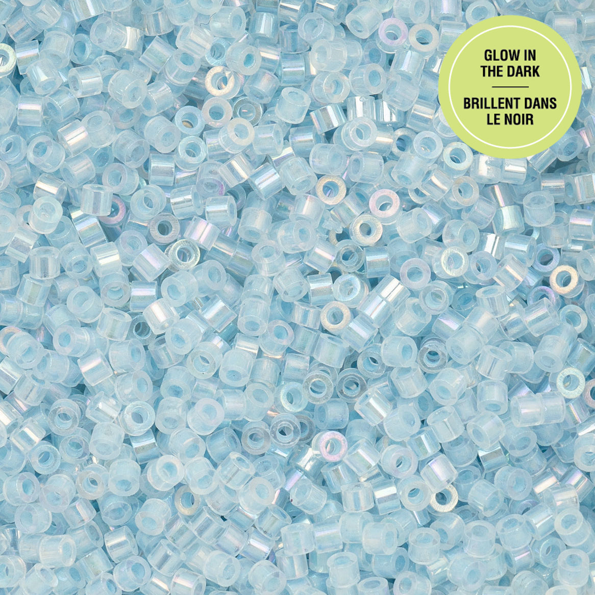 697cy11-1130 Cylin Bead sz 11 25g Bag Glow in Dark AB - Blue