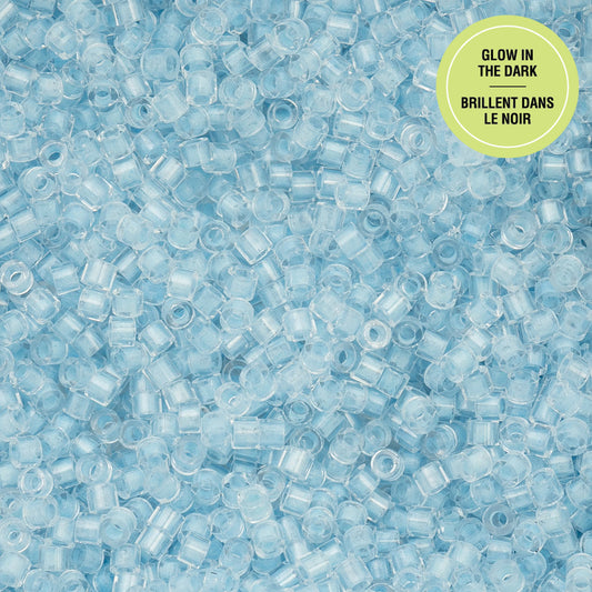 697cy11-1150 Cylin Bead sz 11 25g Bag Glow in Dark - Blue