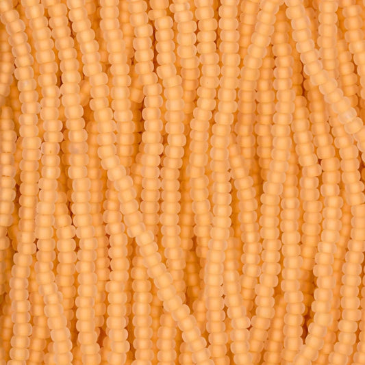 79-FLN-1102S Czech Seed Beads, sz 11 Frosted Crystal Neon Orange Lined Matt (Strung)