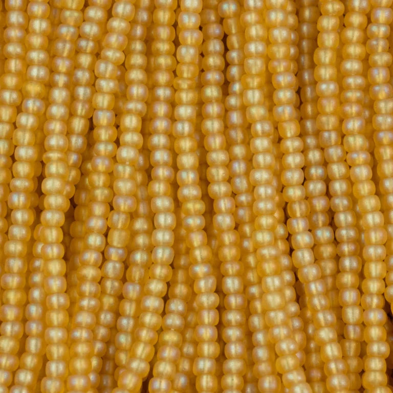 79-FTR-1102S Czech Seed Beads, sz 11 Transparent Matt LIght Topaz AB