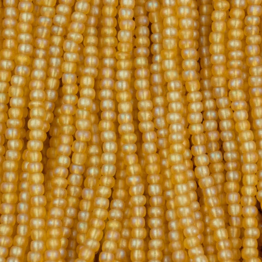 79-FTR-1102S Czech Seed Beads, sz 11 Transparent Matt LIght Topaz AB