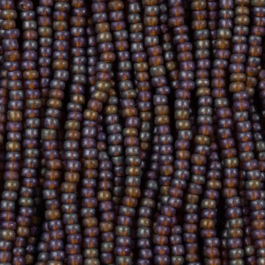 79-FTR-1106S Czech Seed Beads, sz 11 Transparent Matt Dark Topaz AB (strung)
