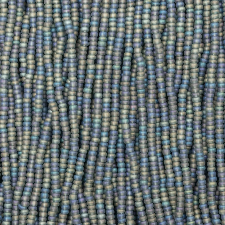 79-FTR-1116S Czech Seed Beads, sz 11 Transparent Matt AB Grey (strung)