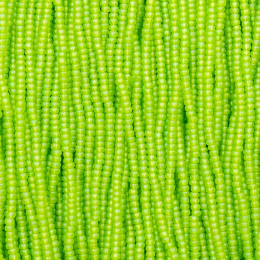 79-FTR-1119S Czech Seed Beads, sz 11 Transparent Matt light green AB (strung)