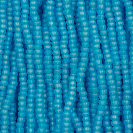 79-FTR-1126S Czech Seed Beads, sz 11 Transparent Matt Aqua AB (strung)