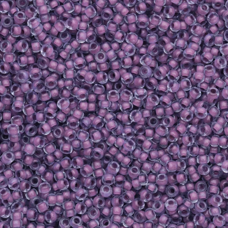79-L-1031L Czech Seed Beads, sz 10 Colourlined Dyed Terra Purple Pale Blue (loose)