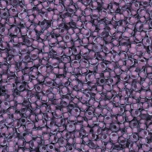 79-L-1031L Czech Seed Beads, sz 10 Colourlined Dyed Terra Purple Pale Blue (loose)