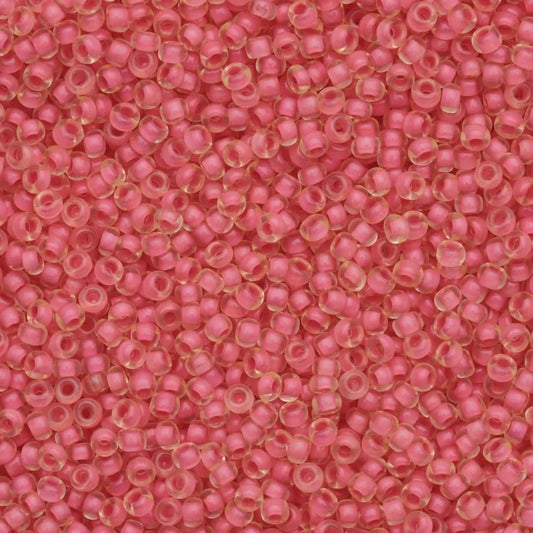 779-L-1047L Czech Seed Beads, sz 10 Colourlined Dyed Terra Pink Light Orange (loose)