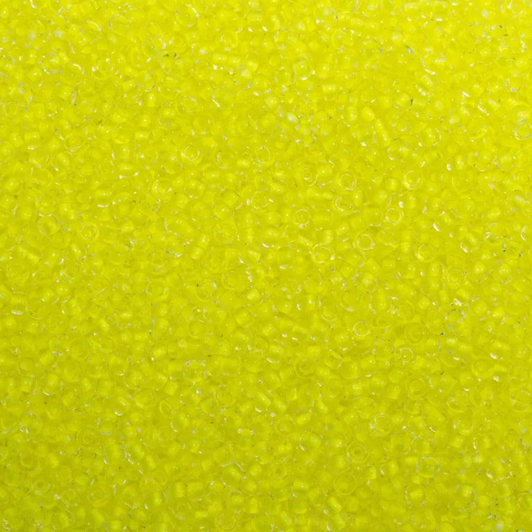 79-LN-1001 Czech Seed Beads, sz 10 Transparent Crystal Neon Yellow Lined (loose)